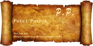 Petri Patrik névjegykártya